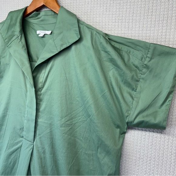 Chicos Shirt Dress w/ Pockets 3XL Women's Maxi Stretch Cotton Olive Green EUC - Picture 4 of 11